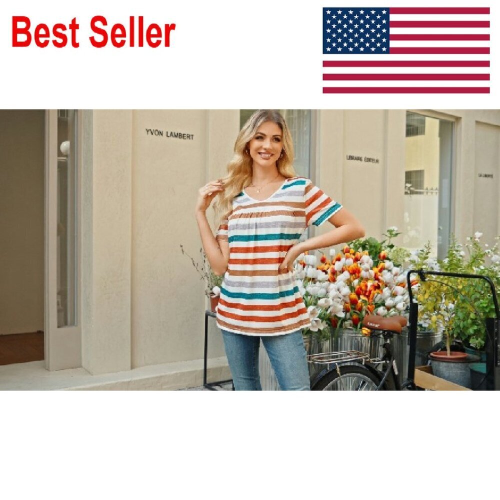 V-Neck Pleated Blouse Elegant Casual Summer Tops Lightweight Flowy Chic - Picture 7 of 8
